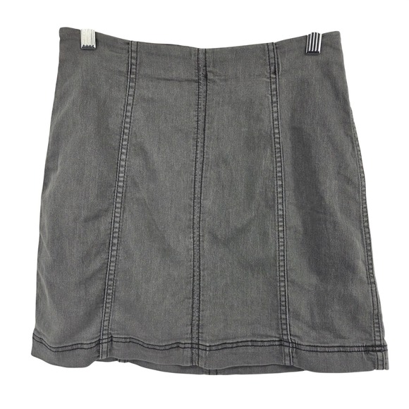 Free People Dresses & Skirts - Free People Gray Denim Mini Skirt Size 4 Zip Up Boho Grunge